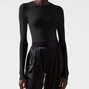 ATM Anthony Thomas Melillo Women's Modal Rib Long Sleeve Crew - Black Sz L